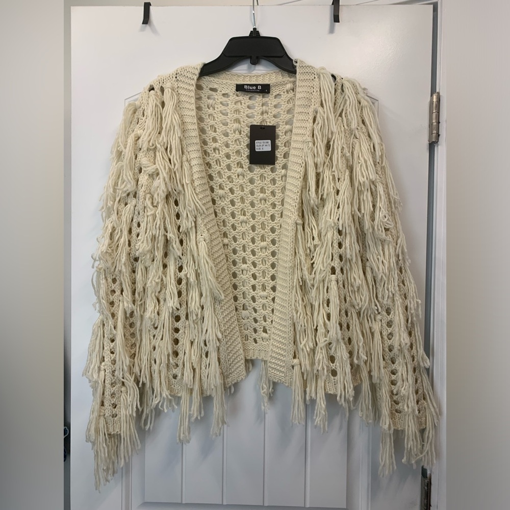 Womens Shaggy Fringe Cardigan Size S NWT